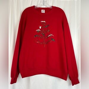 Vintage‎ Christmas Sweater Womens Large Holiday Christmas Tree Presents Bells